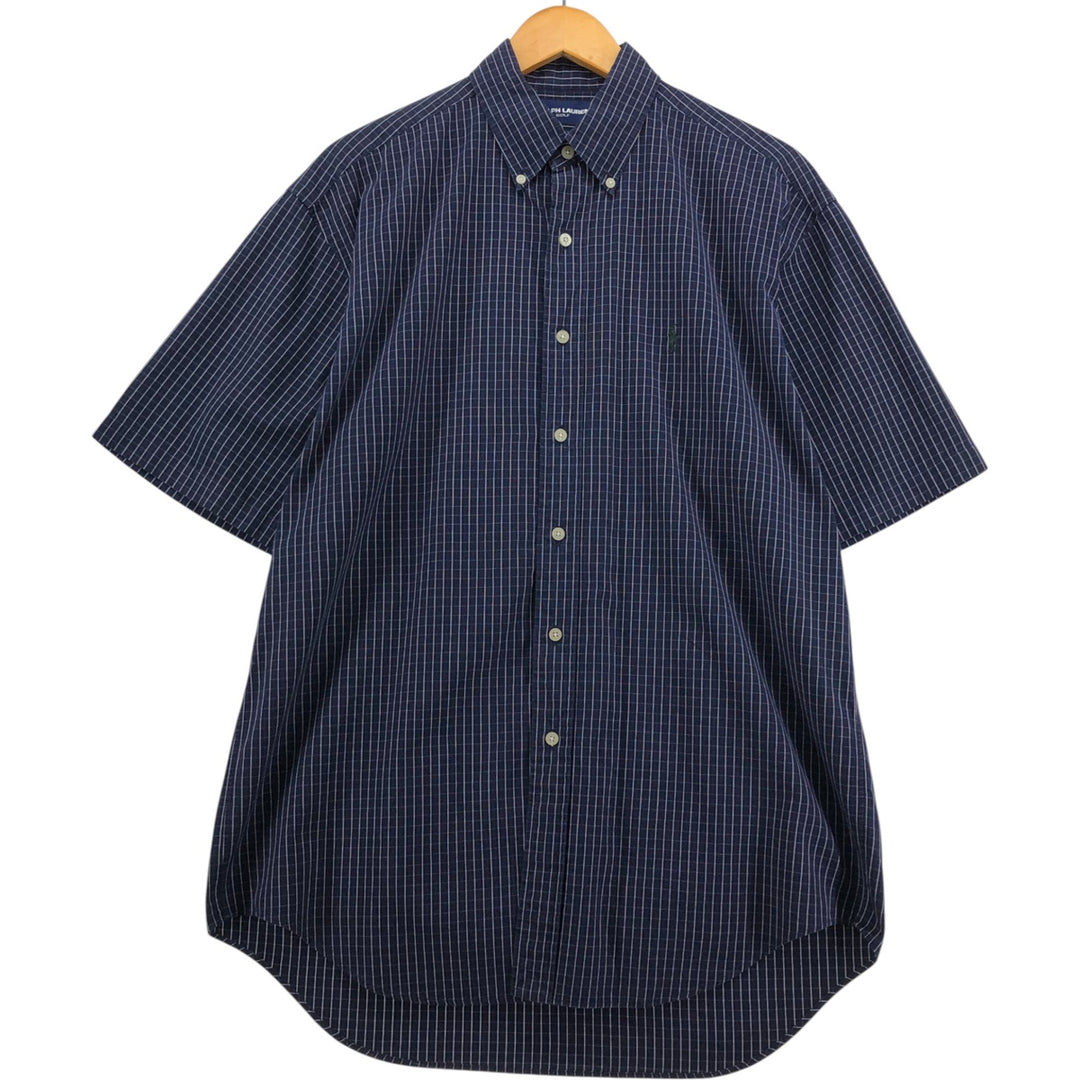 Ralph Lauren RALPH LAUREN GOLF TILDEN short sleeve button down check shirt men's M equivalent cotton navy blue type Vintage Second Hand