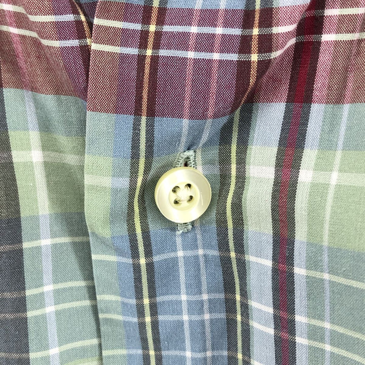 Ralph Lauren GREGGOR Madras Check Short Sleeve Button-Down Check Shirt, Men's XL cotton green type Vintage Second Hand