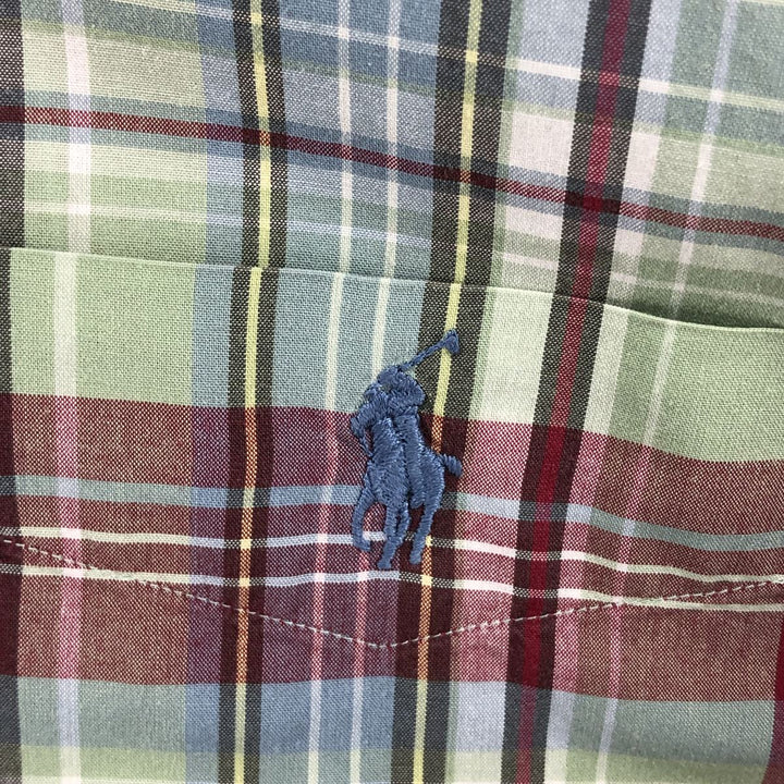 Ralph Lauren GREGGOR Madras Check Short Sleeve Button-Down Check Shirt, Men's XL cotton green type Vintage Second Hand