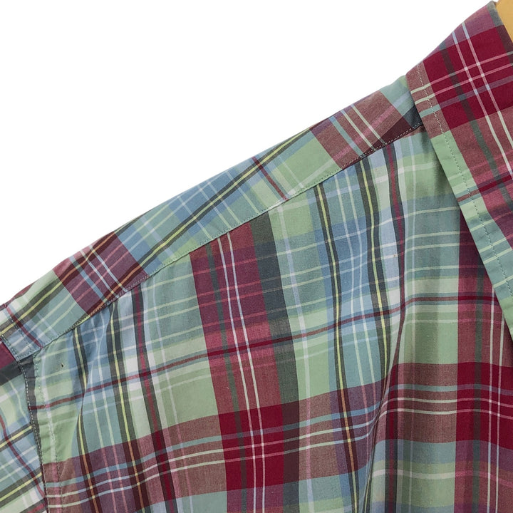 Ralph Lauren GREGGOR Madras Check Short Sleeve Button-Down Check Shirt, Men's XL cotton green type Vintage Second Hand