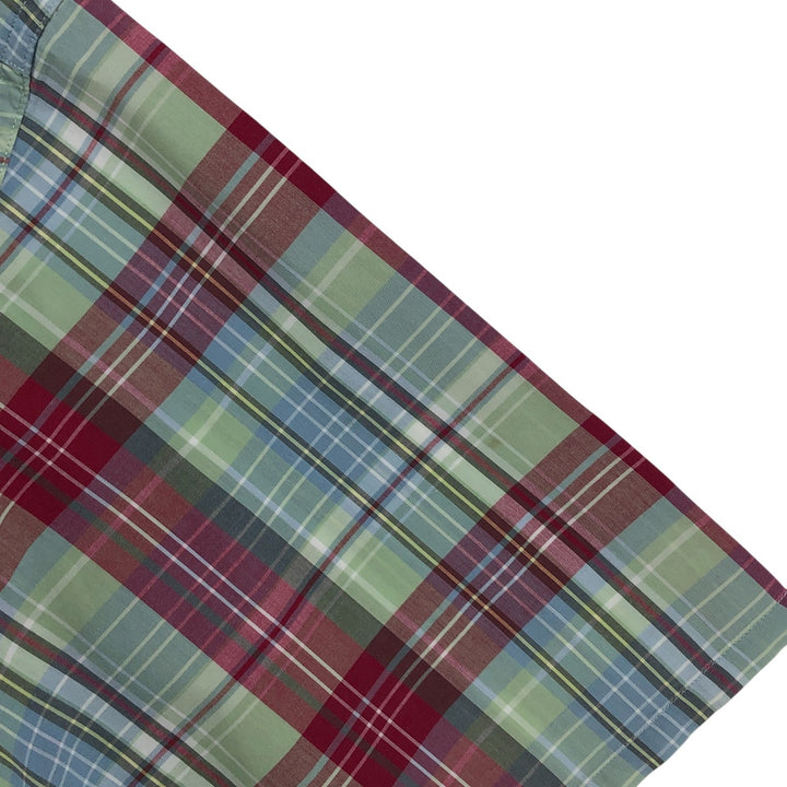 Ralph Lauren GREGGOR Madras Check Short Sleeve Button-Down Check Shirt, Men's XL cotton green type Vintage Second Hand