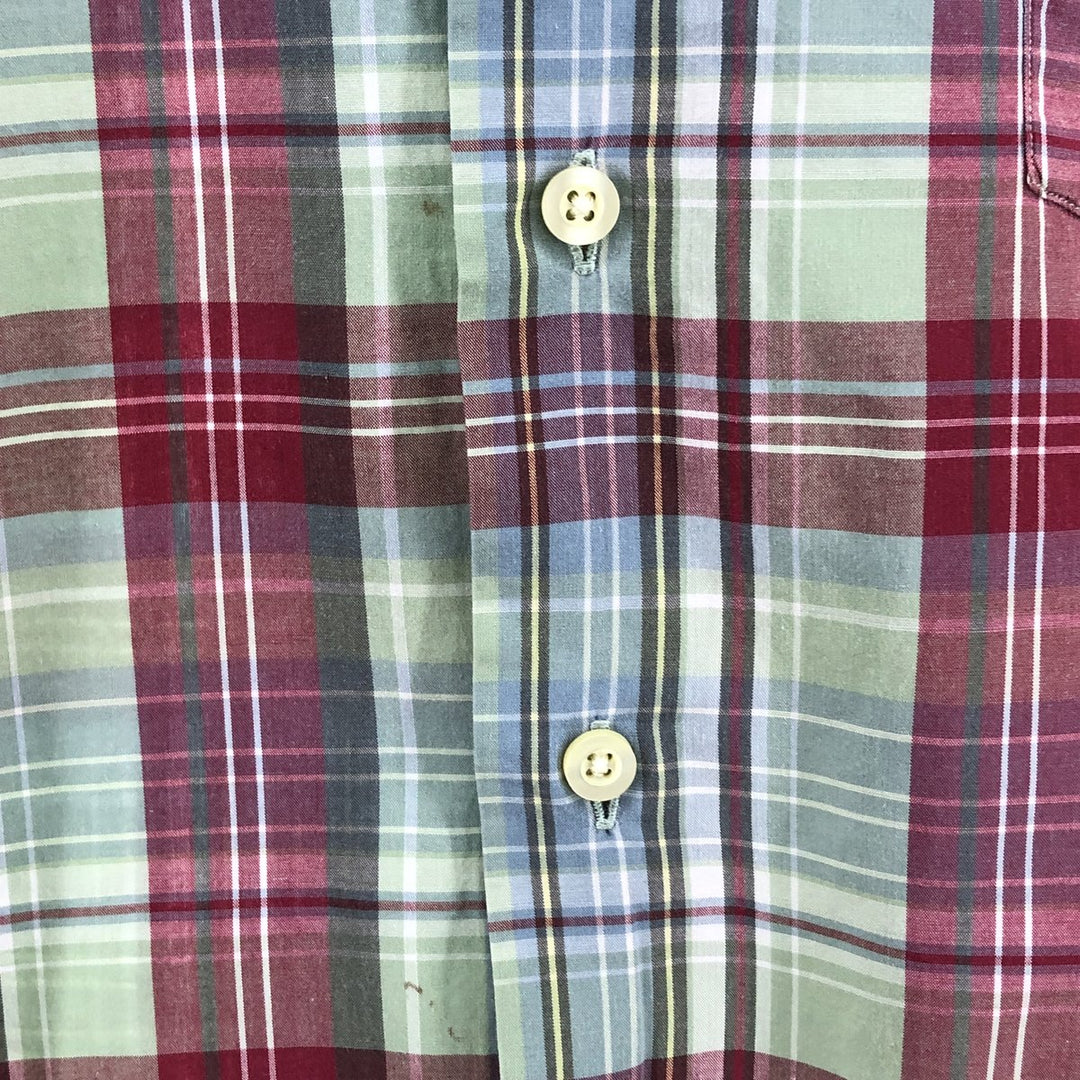 Ralph Lauren GREGGOR Madras Check Short Sleeve Button-Down Check Shirt, Men's XL cotton green type Vintage Second Hand