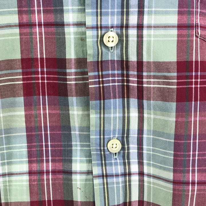 Ralph Lauren GREGGOR Madras Check Short Sleeve Button-Down Check Shirt, Men's XL cotton green type Vintage Second Hand