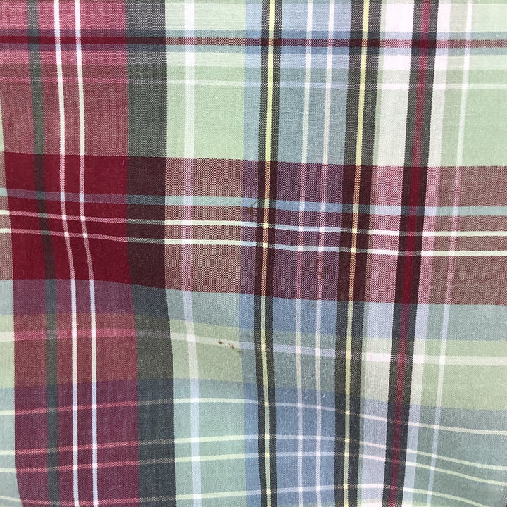 Ralph Lauren GREGGOR Madras Check Short Sleeve Button-Down Check Shirt, Men's XL cotton green type Vintage Second Hand