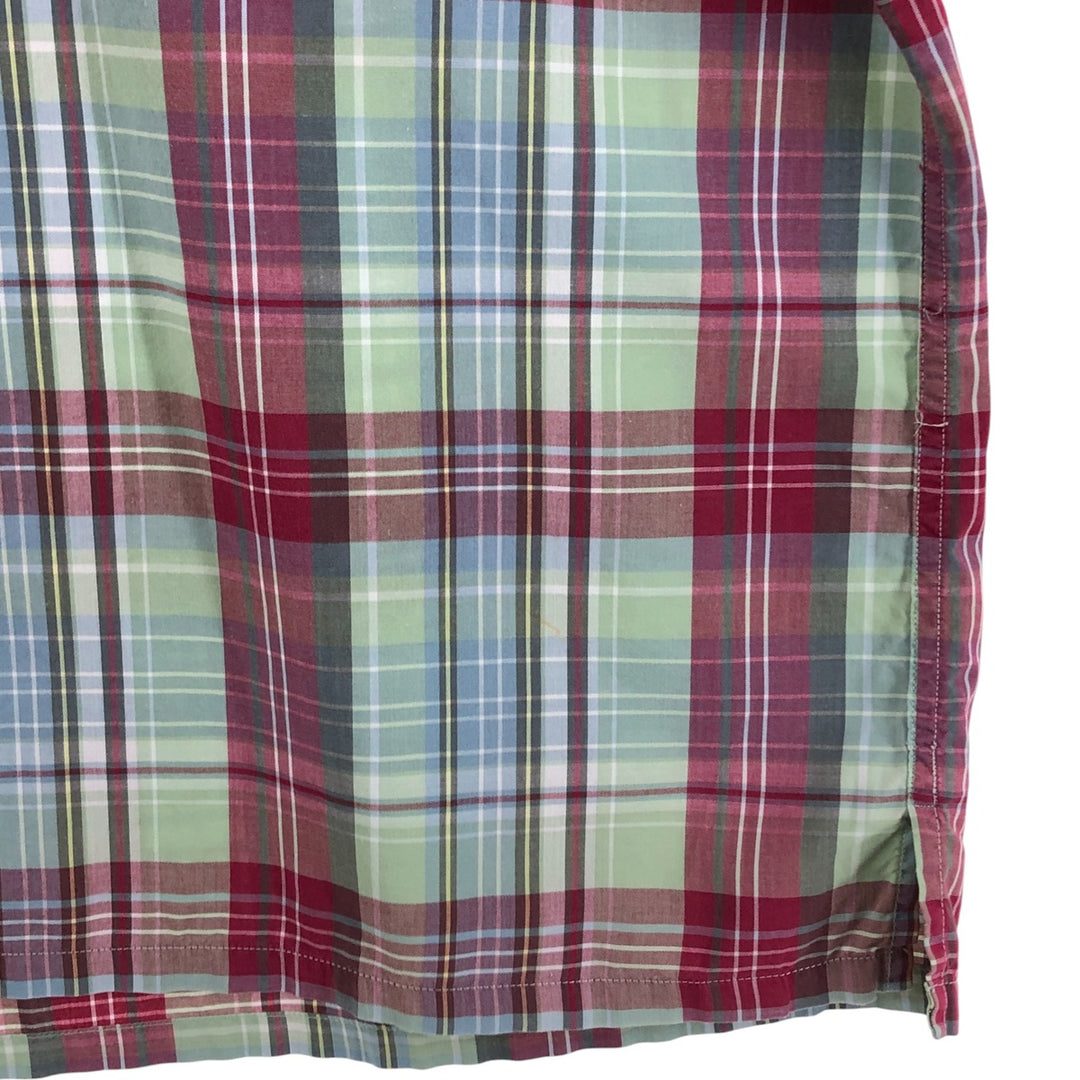 Ralph Lauren GREGGOR Madras Check Short Sleeve Button-Down Check Shirt, Men's XL cotton green type Vintage Second Hand