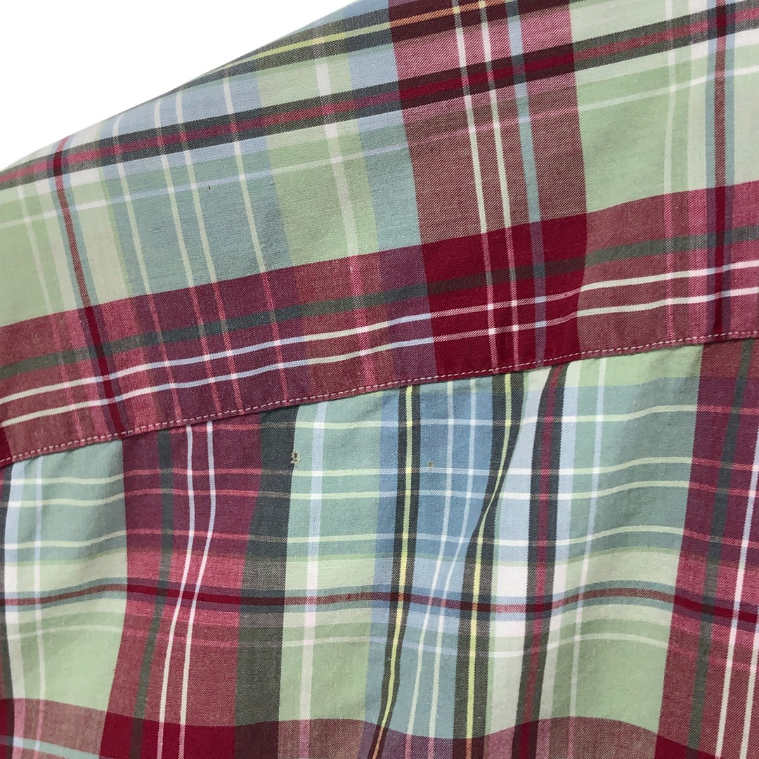 Ralph Lauren GREGGOR Madras Check Short Sleeve Button-Down Check Shirt, Men's XL cotton green type Vintage Second Hand