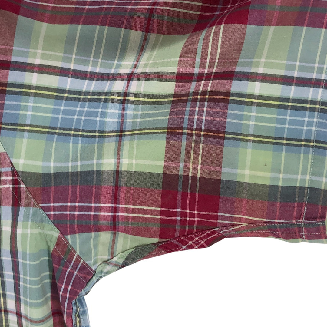 Ralph Lauren GREGGOR Madras Check Short Sleeve Button-Down Check Shirt, Men's XL cotton green type Vintage Second Hand