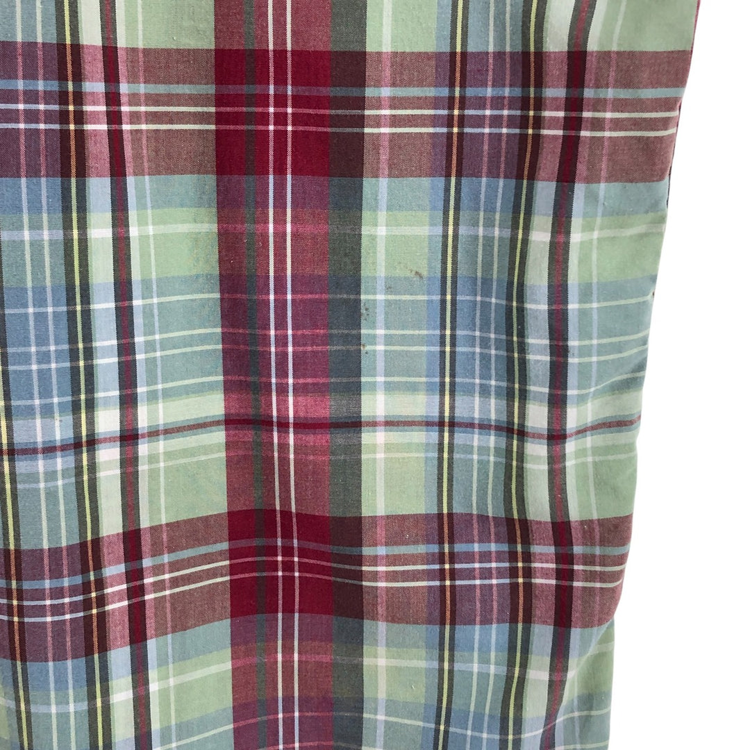 Ralph Lauren GREGGOR Madras Check Short Sleeve Button-Down Check Shirt, Men's XL cotton green type Vintage Second Hand