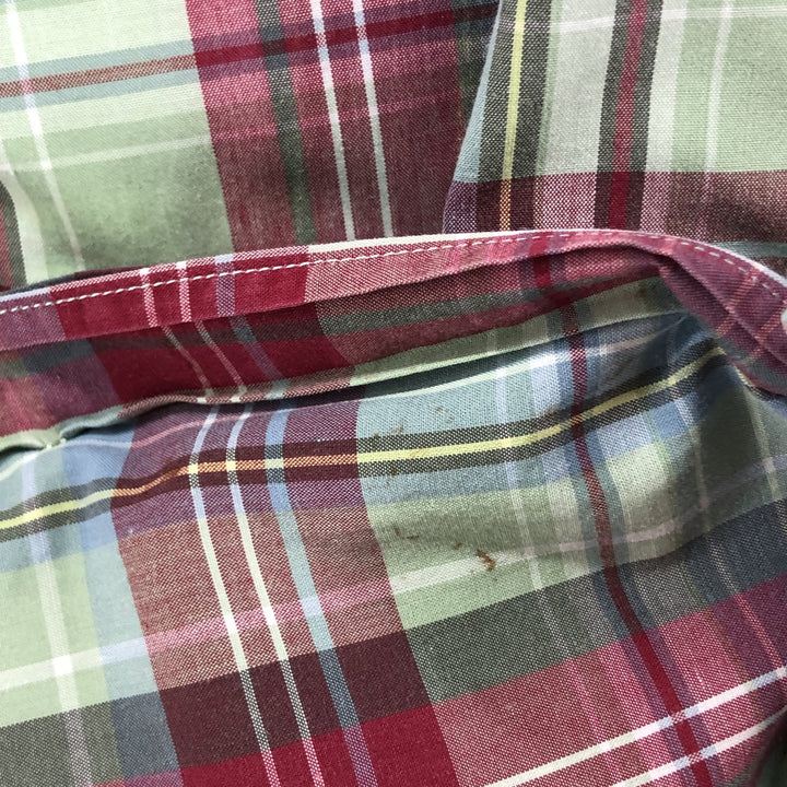 Ralph Lauren GREGGOR Madras Check Short Sleeve Button-Down Check Shirt, Men's XL cotton green type Vintage Second Hand