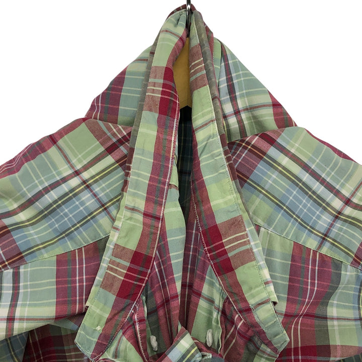 Ralph Lauren GREGGOR Madras Check Short Sleeve Button-Down Check Shirt, Men's XL cotton green type Vintage Second Hand