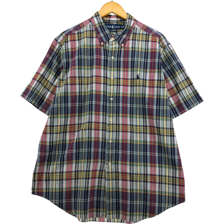 Ralph Lauren Classic Fit Short Sleeve Button Down Check Shirt Men's XL cotton red type Vintage Second Hand