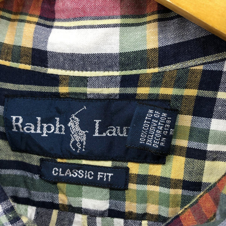 Ralph Lauren Classic Fit Short Sleeve Button Down Check Shirt Men's XL cotton red type Vintage Second Hand