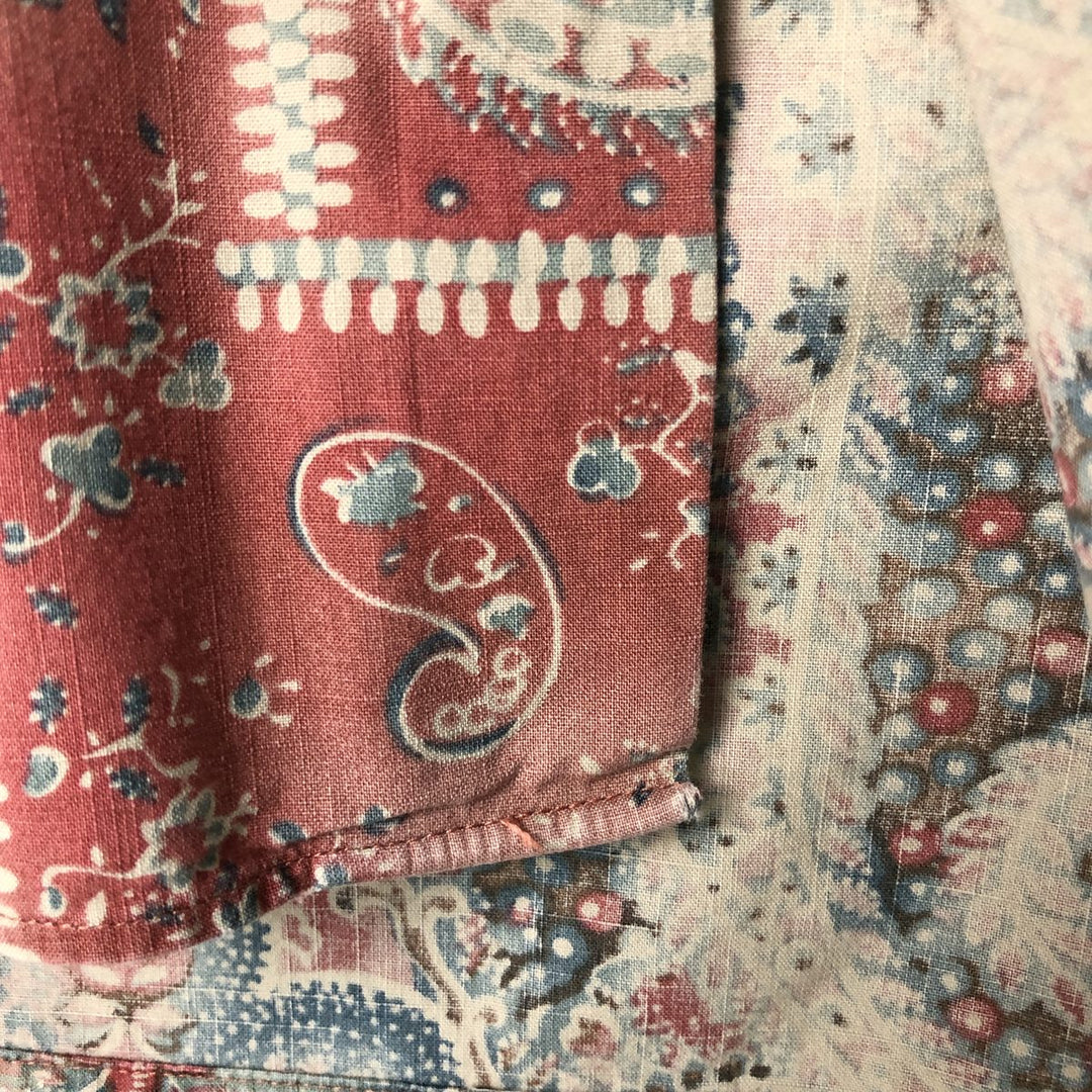 Ralph Lauren Custom Fit All-Over Print Short Sleeve Button-Down Shirt, Men's Size Medium cotton red type Vintage Second Hand