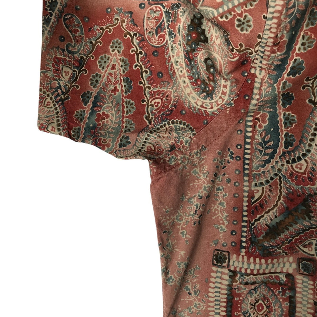Ralph Lauren Custom Fit All-Over Print Short Sleeve Button-Down Shirt, Men's Size Medium cotton red type Vintage Second Hand