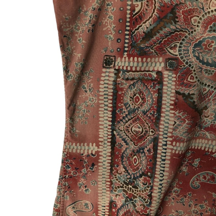 Ralph Lauren Custom Fit All-Over Print Short Sleeve Button-Down Shirt, Men's Size Medium cotton red type Vintage Second Hand