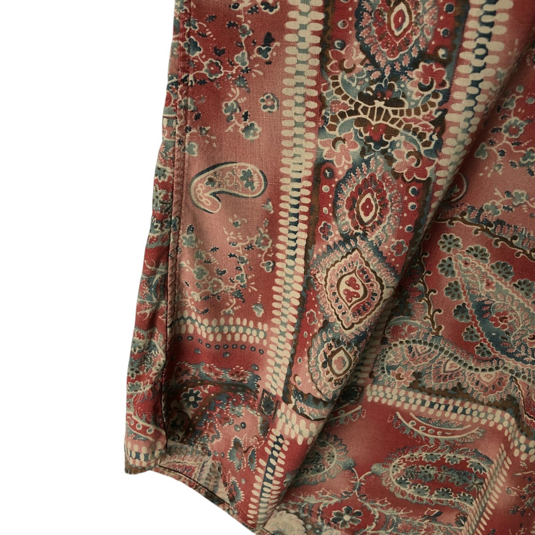 Ralph Lauren Custom Fit All-Over Print Short Sleeve Button-Down Shirt, Men's Size Medium cotton red type Vintage Second Hand