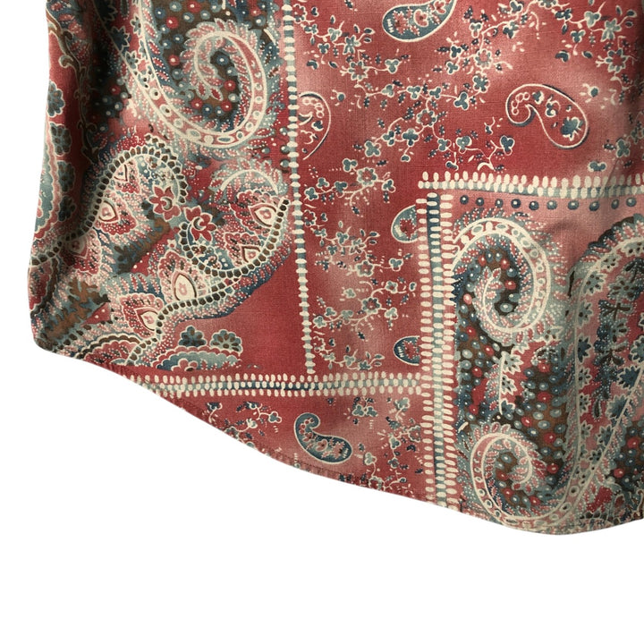 Ralph Lauren Custom Fit All-Over Print Short Sleeve Button-Down Shirt, Men's Size Medium cotton red type Vintage Second Hand