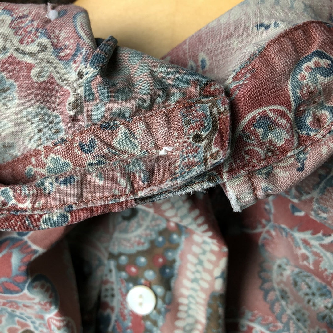 Ralph Lauren Custom Fit All-Over Print Short Sleeve Button-Down Shirt, Men's Size Medium cotton red type Vintage Second Hand