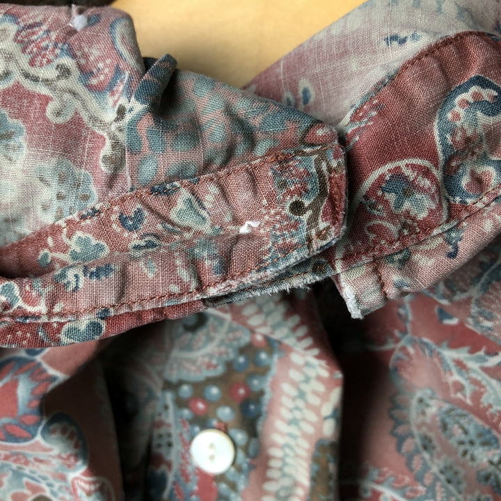 Ralph Lauren Custom Fit All-Over Print Short Sleeve Button-Down Shirt, Men's Size Medium cotton red type Vintage Second Hand