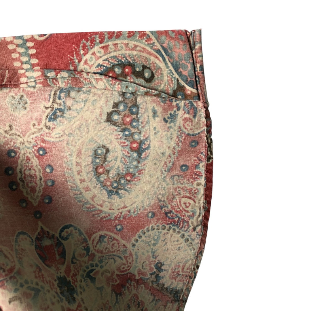 Ralph Lauren Custom Fit All-Over Print Short Sleeve Button-Down Shirt, Men's Size Medium cotton red type Vintage Second Hand