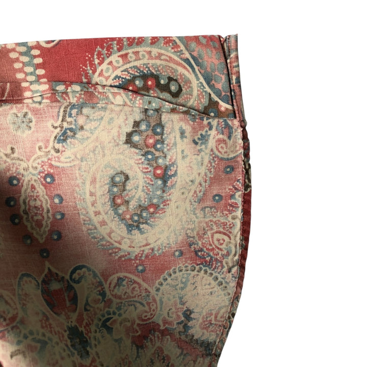 Ralph Lauren Custom Fit All-Over Print Short Sleeve Button-Down Shirt, Men's Size Medium cotton red type Vintage Second Hand