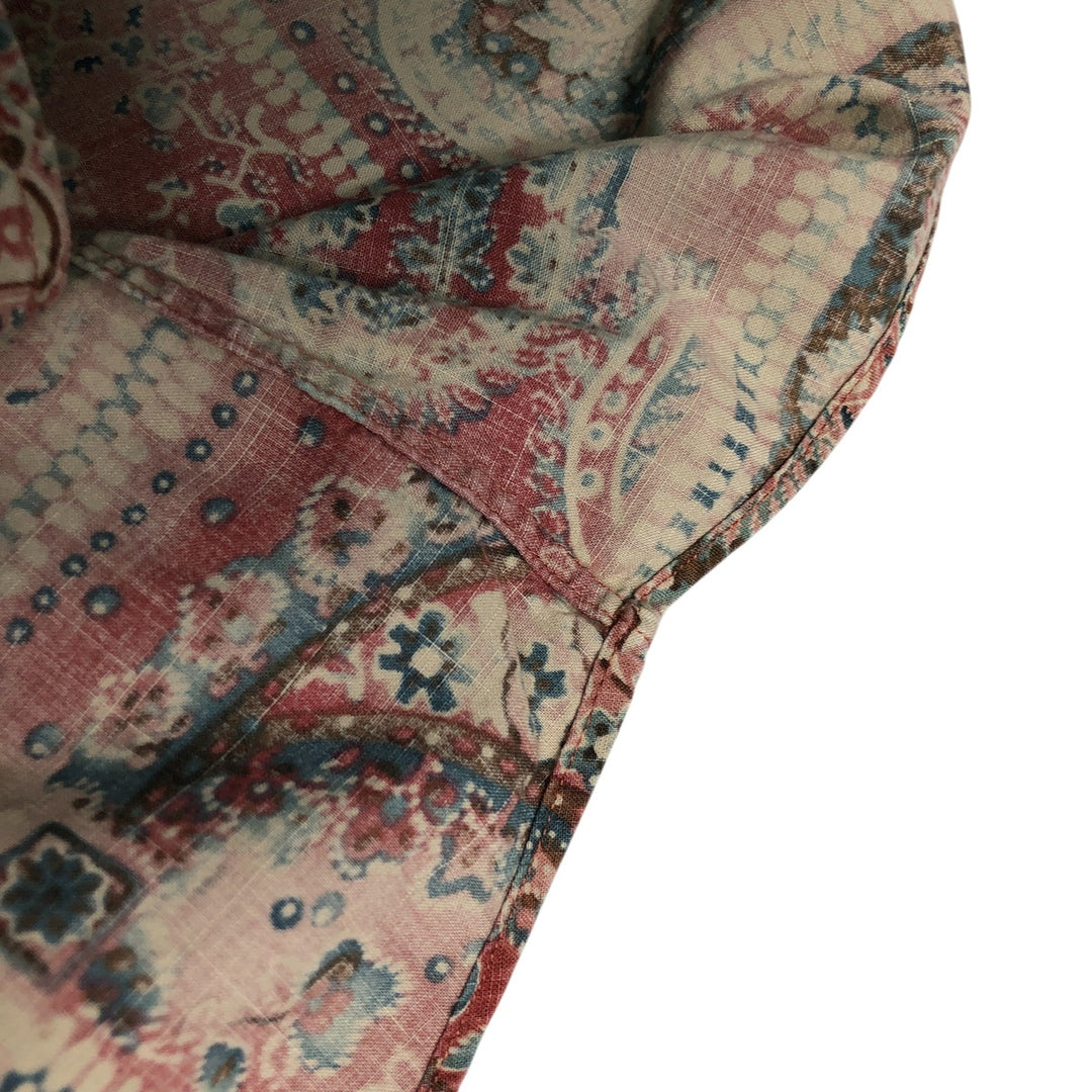 Ralph Lauren Custom Fit All-Over Print Short Sleeve Button-Down Shirt, Men's Size Medium cotton red type Vintage Second Hand