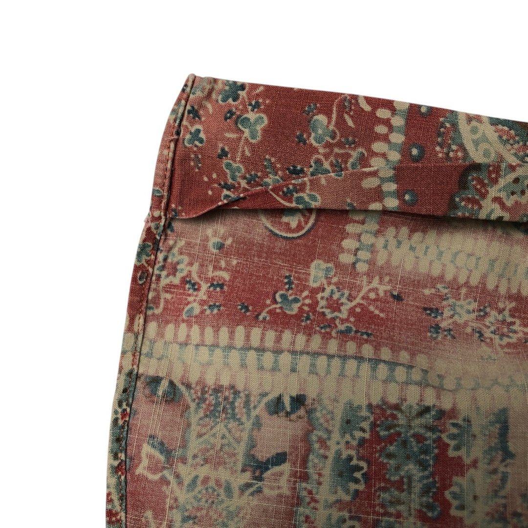 Ralph Lauren Custom Fit All-Over Print Short Sleeve Button-Down Shirt, Men's Size Medium cotton red type Vintage Second Hand