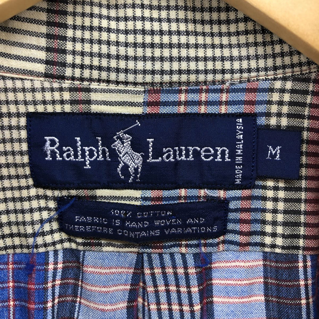 Ralph Lauren short sleeve button down check shirt, men's size M cotton red type Vintage Second Hand