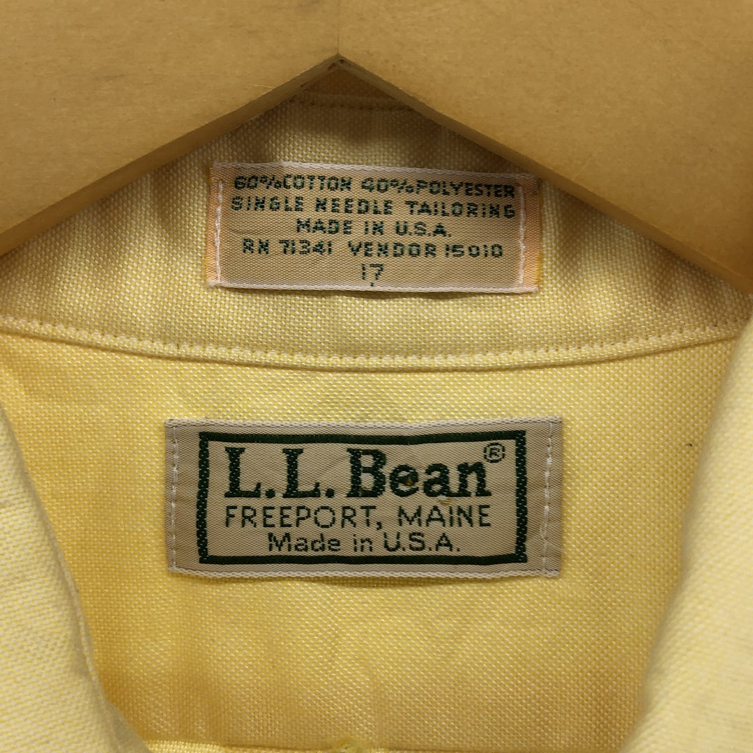 Vintage LLBean short-sleeved button-down shirt from the 1980'S to 1990s, made in the USA, size L. cotton yellow type Vintage Second Hand
