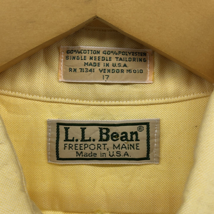 Vintage LLBean short-sleeved button-down shirt from the 1980'S to 1990s, made in the USA, size L. cotton yellow type Vintage Second Hand