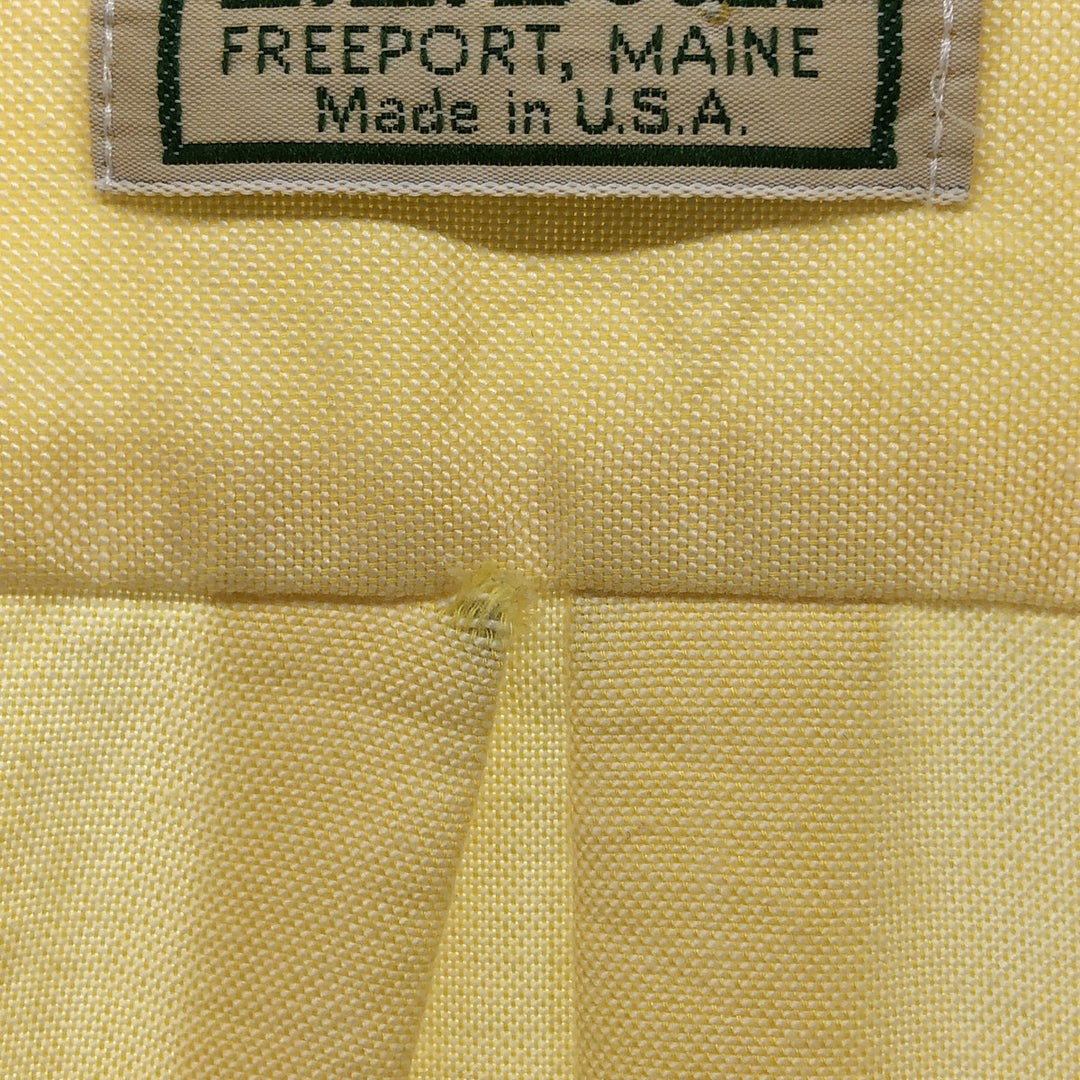 Vintage LLBean short-sleeved button-down shirt from the 1980'S to 1990s, made in the USA, size L. cotton yellow type Vintage Second Hand