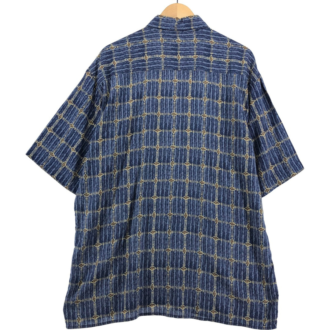 CITY STREETS All-over Pattern Short Sleeve Rayon Shirt Box Shirt Men's Size L Rayon blue type Vintage Second Hand