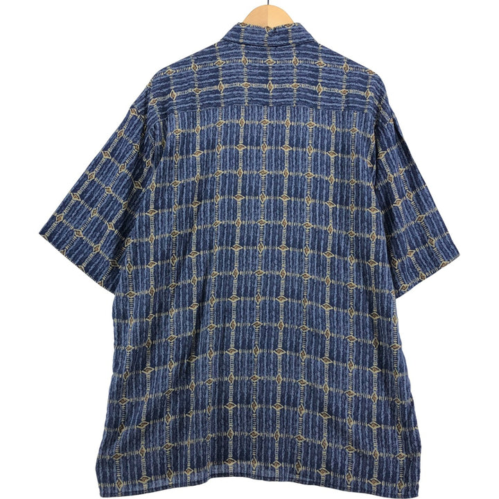 CITY STREETS All-over Pattern Short Sleeve Rayon Shirt Box Shirt Men's Size L Rayon blue type Vintage Second Hand