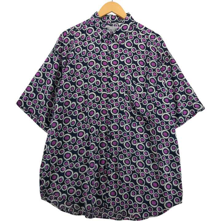 CITY STREETS all-over print short-sleeved rayon shirt, men's size L Rayon black type Vintage Second Hand