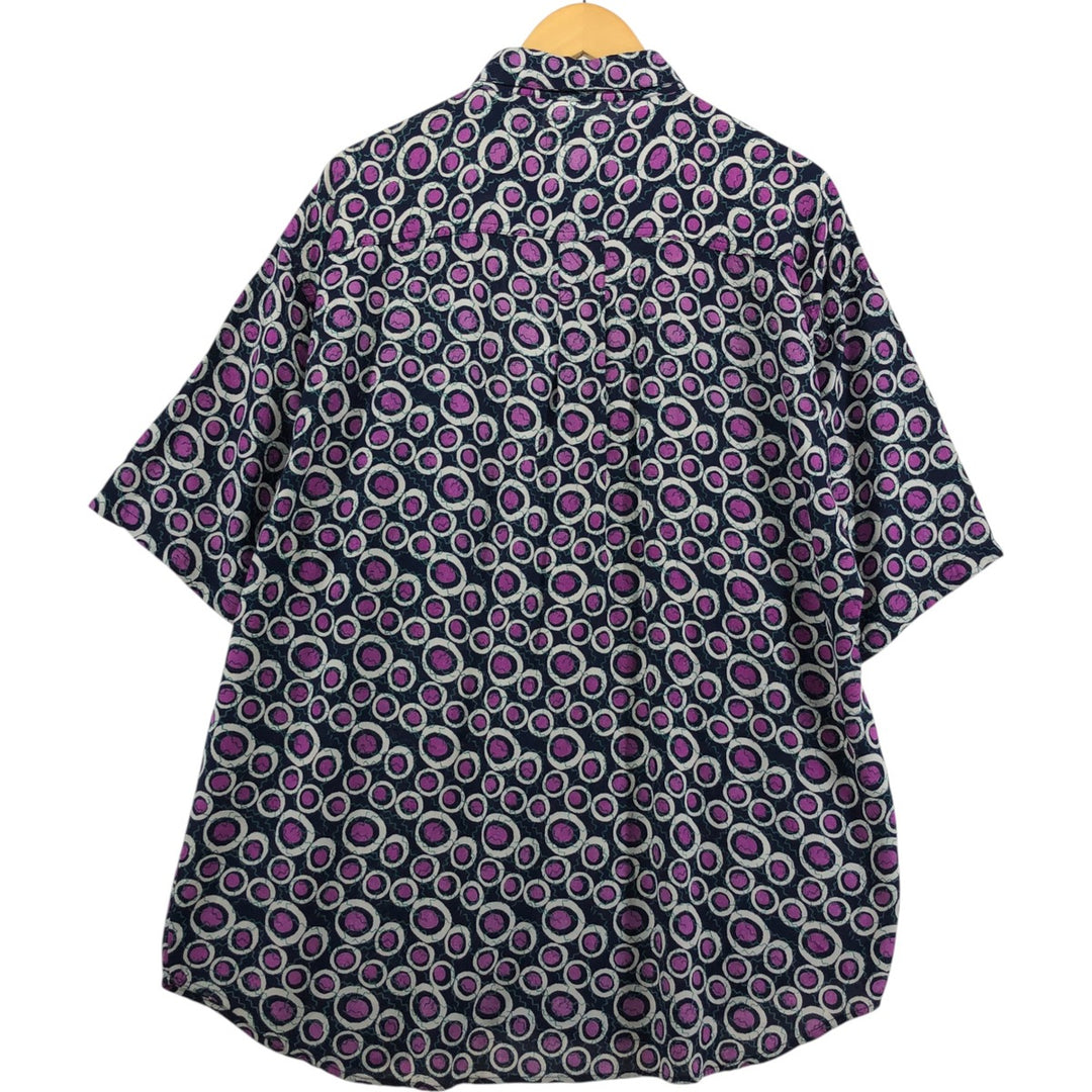 CITY STREETS all-over print short-sleeved rayon shirt, men's size L Rayon black type Vintage Second Hand