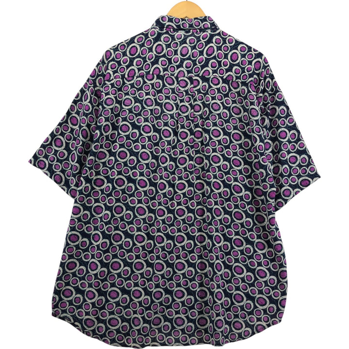 CITY STREETS all-over print short-sleeved rayon shirt, men's size L Rayon black type Vintage Second Hand