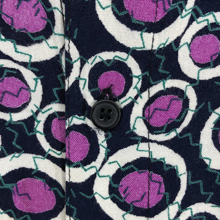 CITY STREETS all-over print short-sleeved rayon shirt, men's size L Rayon black type Vintage Second Hand