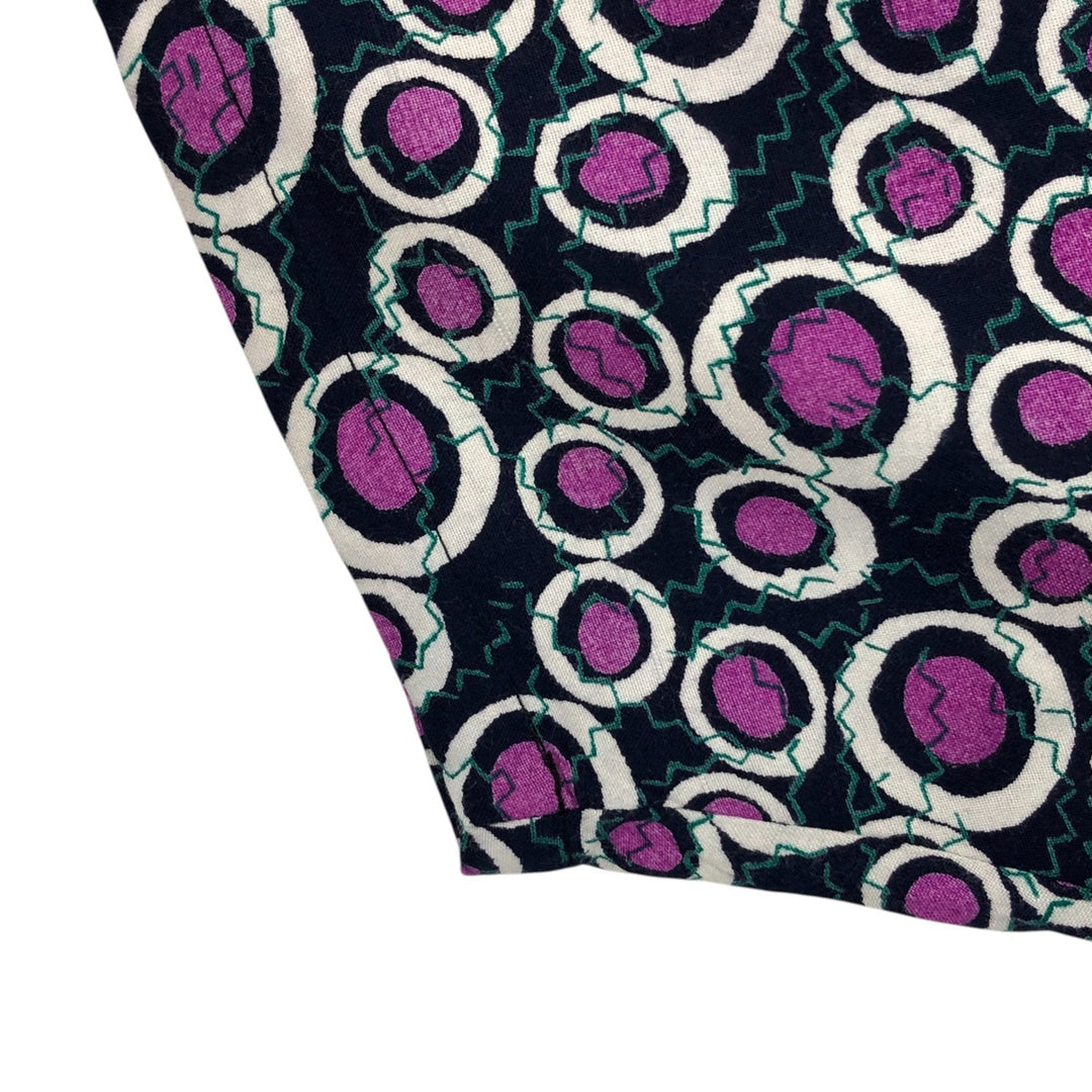 CITY STREETS all-over print short-sleeved rayon shirt, men's size L Rayon black type Vintage Second Hand