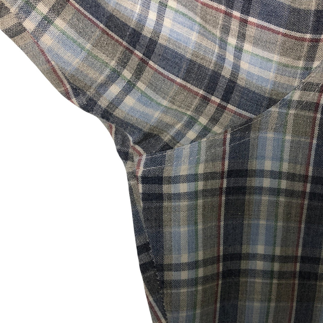 70s~80'S Levi's short sleeve check shirt, men's size L, vintage polyester navy blue type Vintage Second Hand