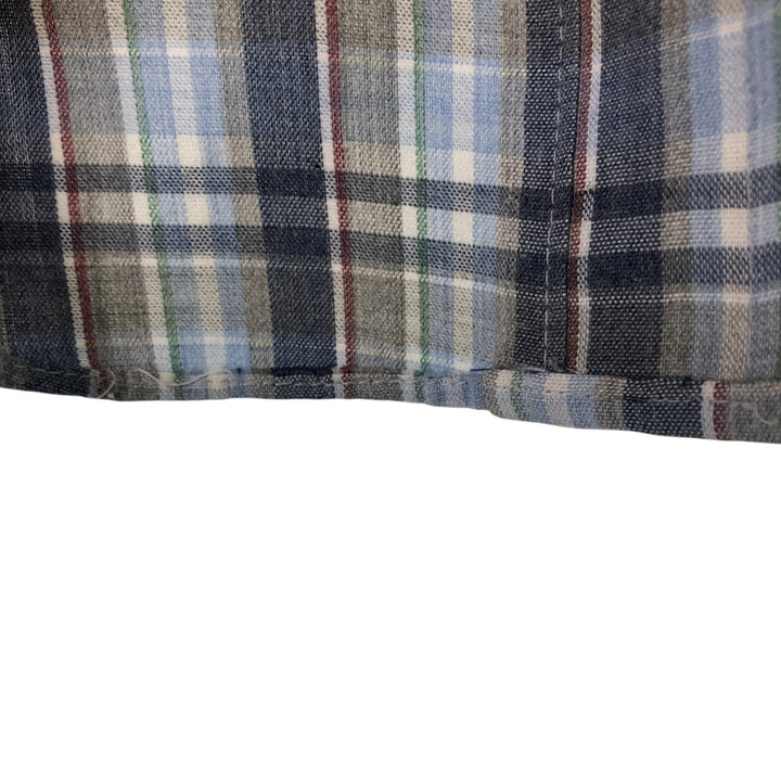 70s~80'S Levi's short sleeve check shirt, men's size L, vintage polyester navy blue type Vintage Second Hand