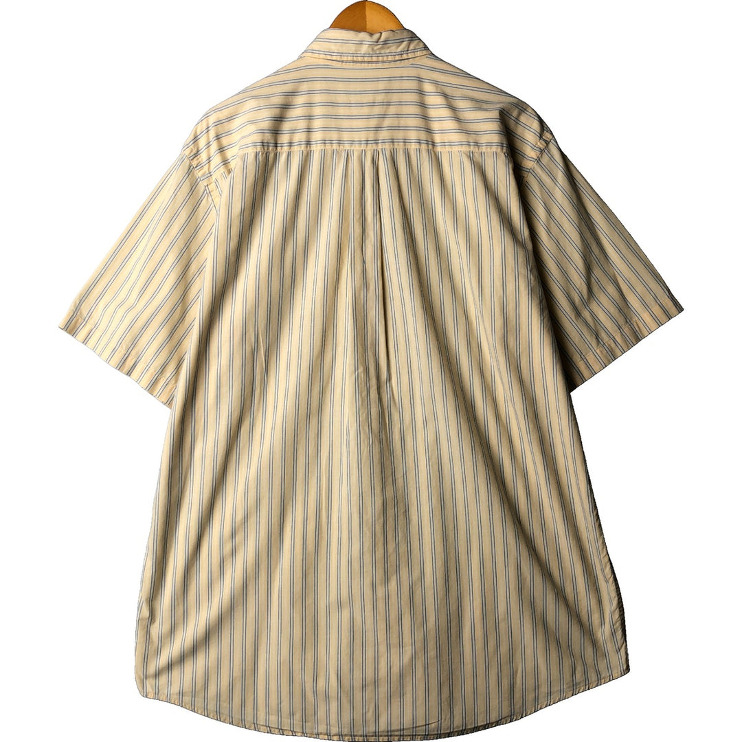 90s-00'S LLBean Multi-Stripe Short Sleeve Button-Down Striped Shirt, Men's Size L cotton yellow type Vintage Second Hand