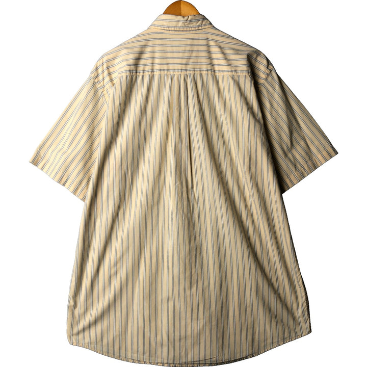 90s-00'S LLBean Multi-Stripe Short Sleeve Button-Down Striped Shirt, Men's Size L cotton yellow type Vintage Second Hand