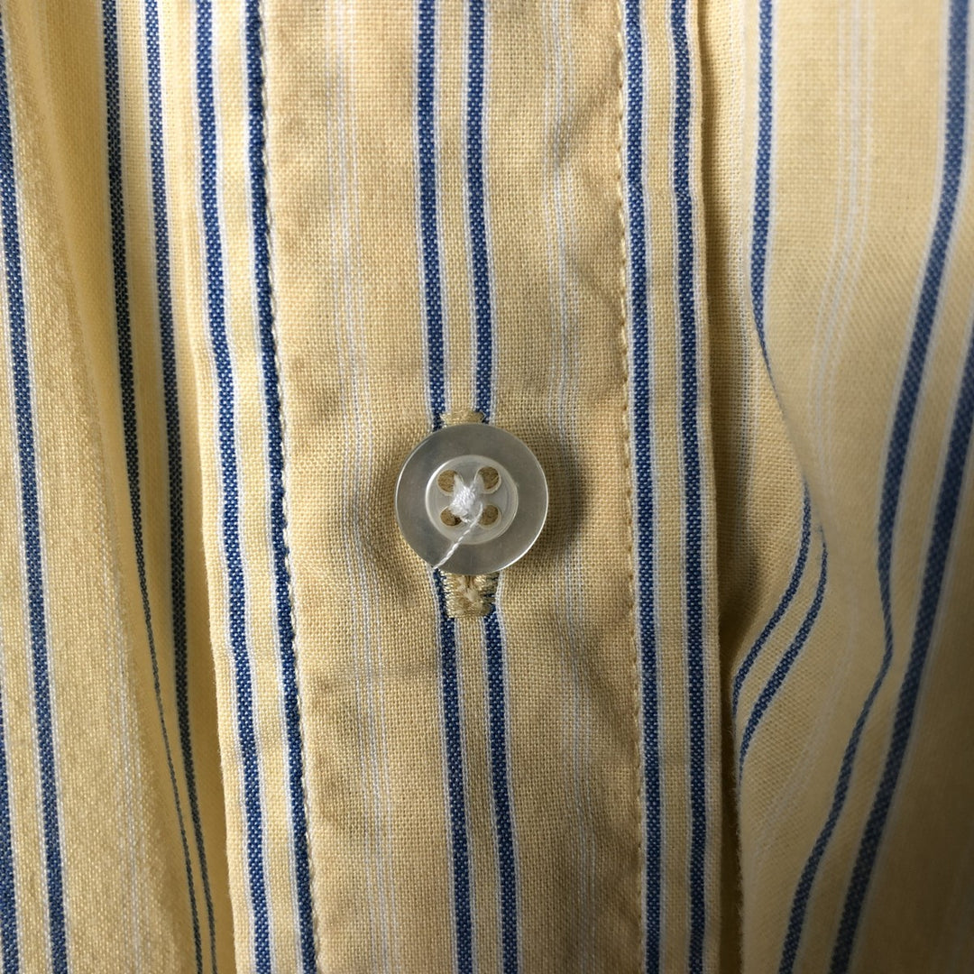 90s-00'S LLBean Multi-Stripe Short Sleeve Button-Down Striped Shirt, Men's Size L cotton yellow type Vintage Second Hand