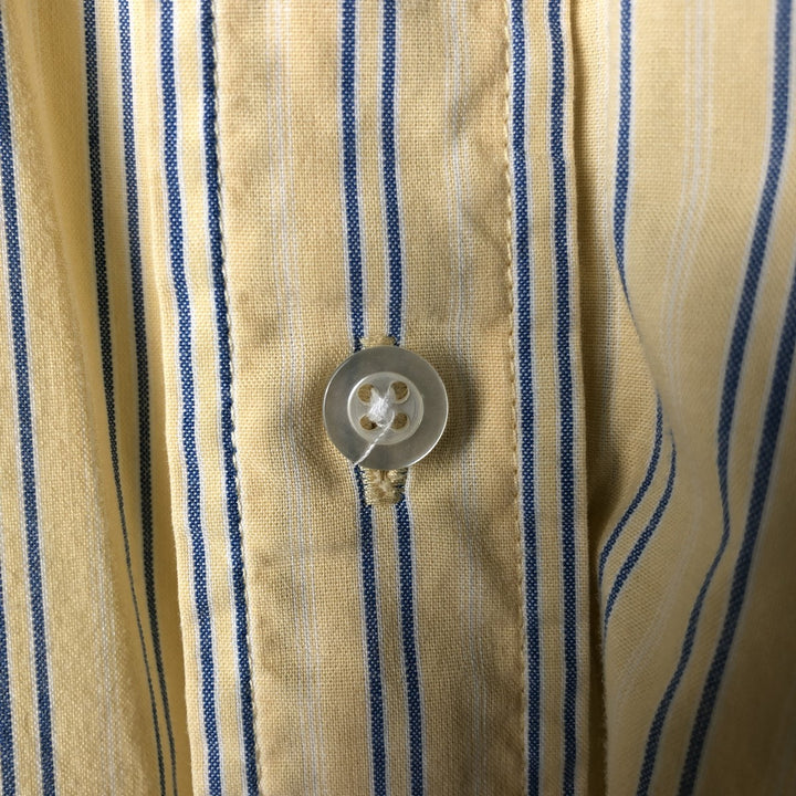 90s-00'S LLBean Multi-Stripe Short Sleeve Button-Down Striped Shirt, Men's Size L cotton yellow type Vintage Second Hand