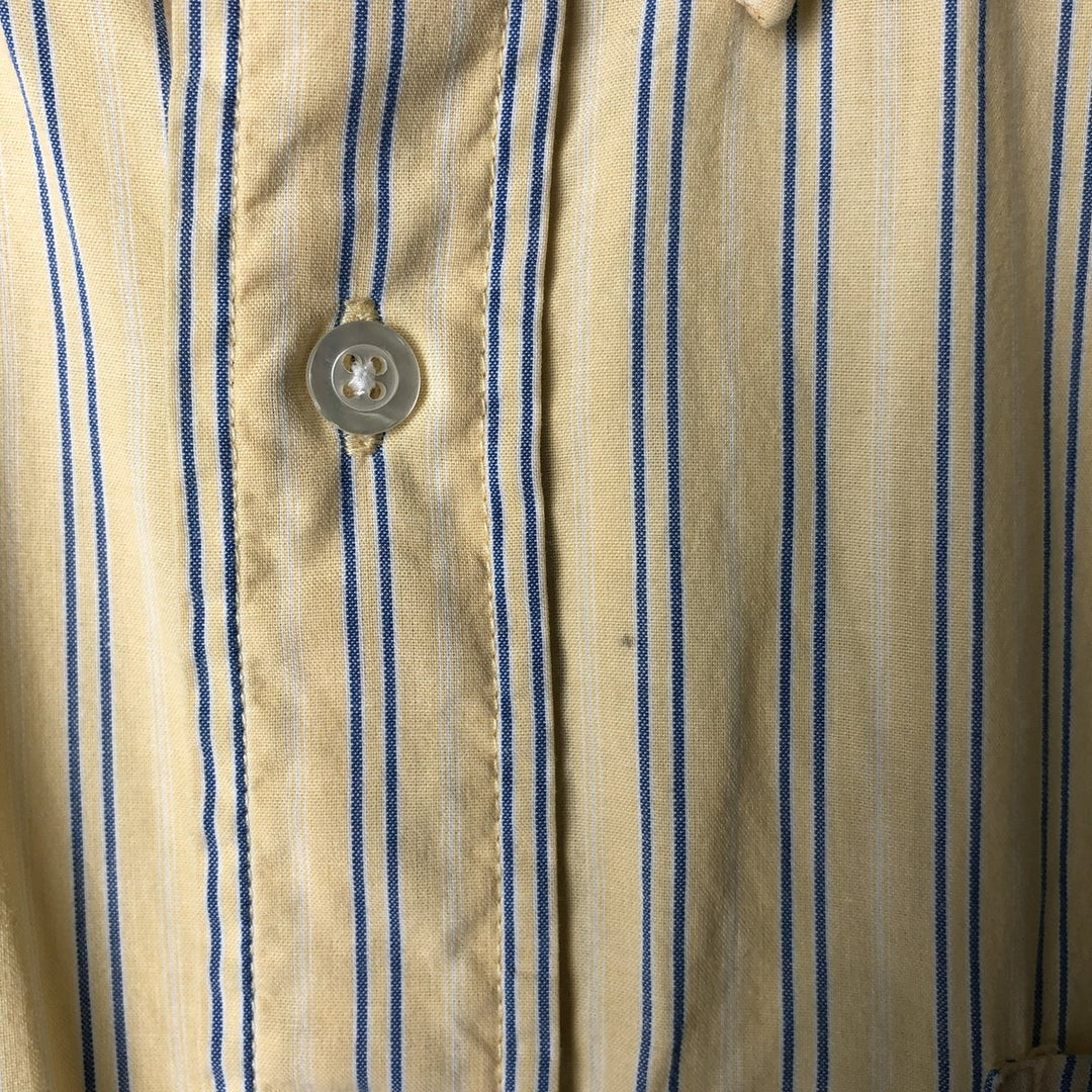 90s-00'S LLBean Multi-Stripe Short Sleeve Button-Down Striped Shirt, Men's Size L cotton yellow type Vintage Second Hand