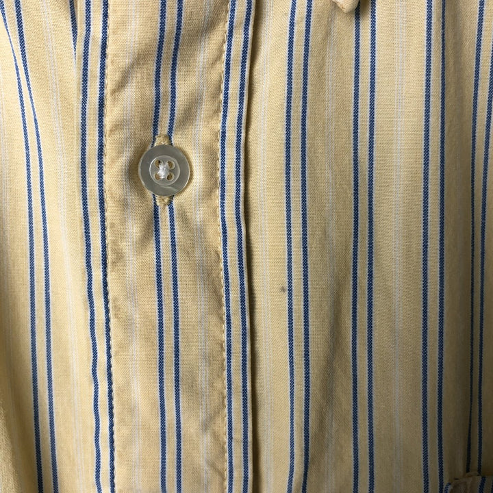 90s-00'S LLBean Multi-Stripe Short Sleeve Button-Down Striped Shirt, Men's Size L cotton yellow type Vintage Second Hand