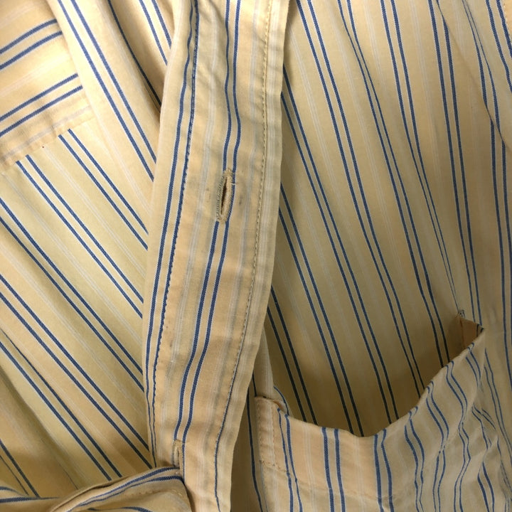 90s-00'S LLBean Multi-Stripe Short Sleeve Button-Down Striped Shirt, Men's Size L cotton yellow type Vintage Second Hand