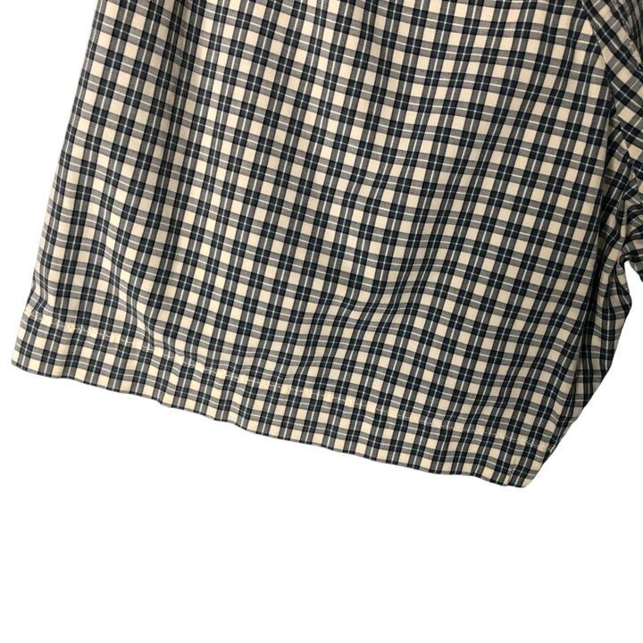 00'S Eddie Bauer short sleeve button down check shirt, men's XL size cotton ivory Vintage Second Hand