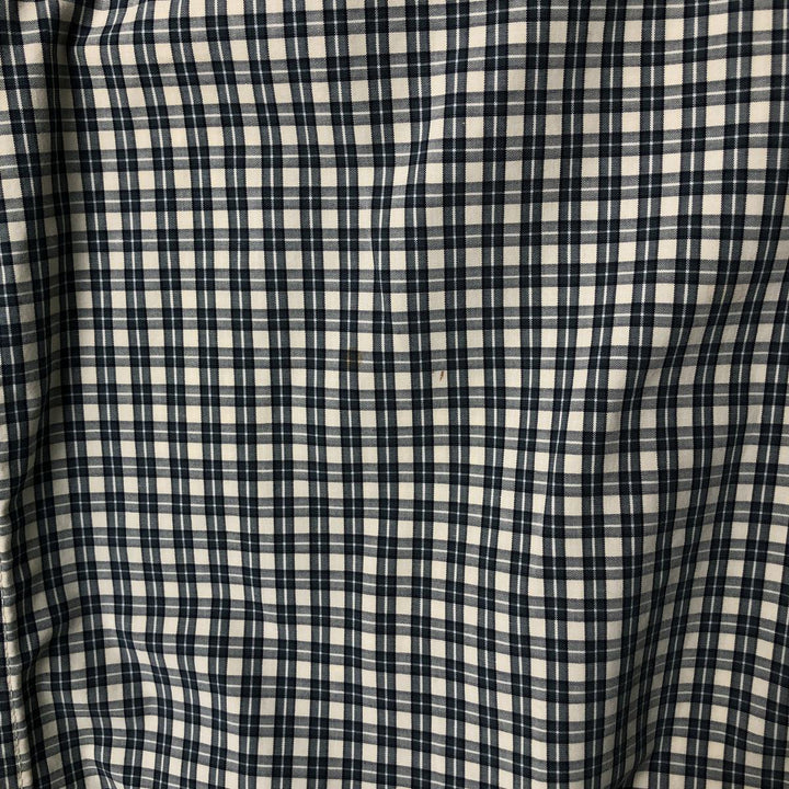 00'S Eddie Bauer short sleeve button down check shirt, men's XL size cotton ivory Vintage Second Hand