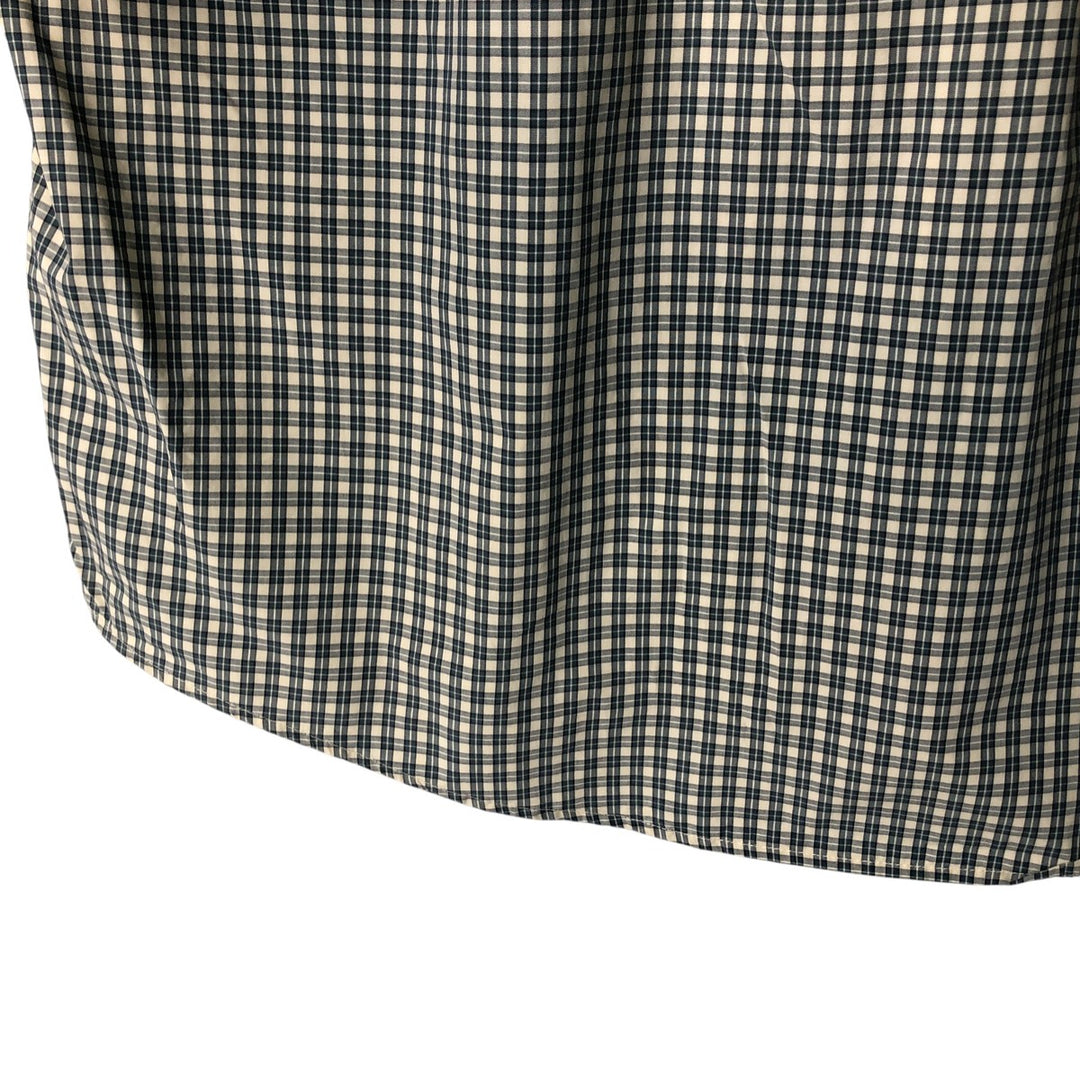 00'S Eddie Bauer short sleeve button down check shirt, men's XL size cotton ivory Vintage Second Hand